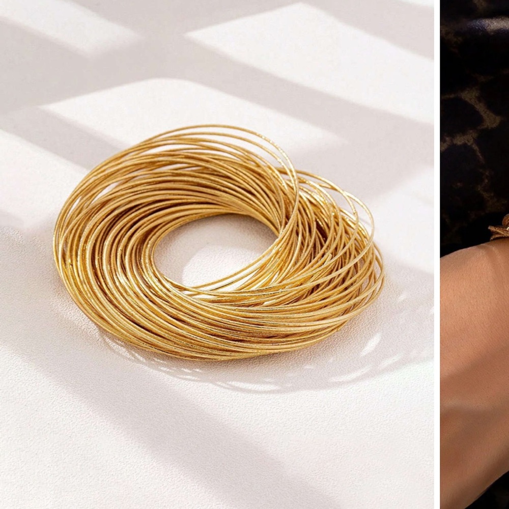 Two Gold Micas Infinity Bangle Bracelets - image 2